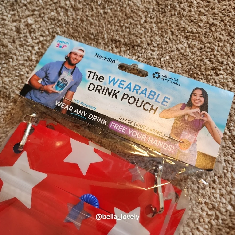 Drink Pouch Wearable - Set Of 2- Red White Blue